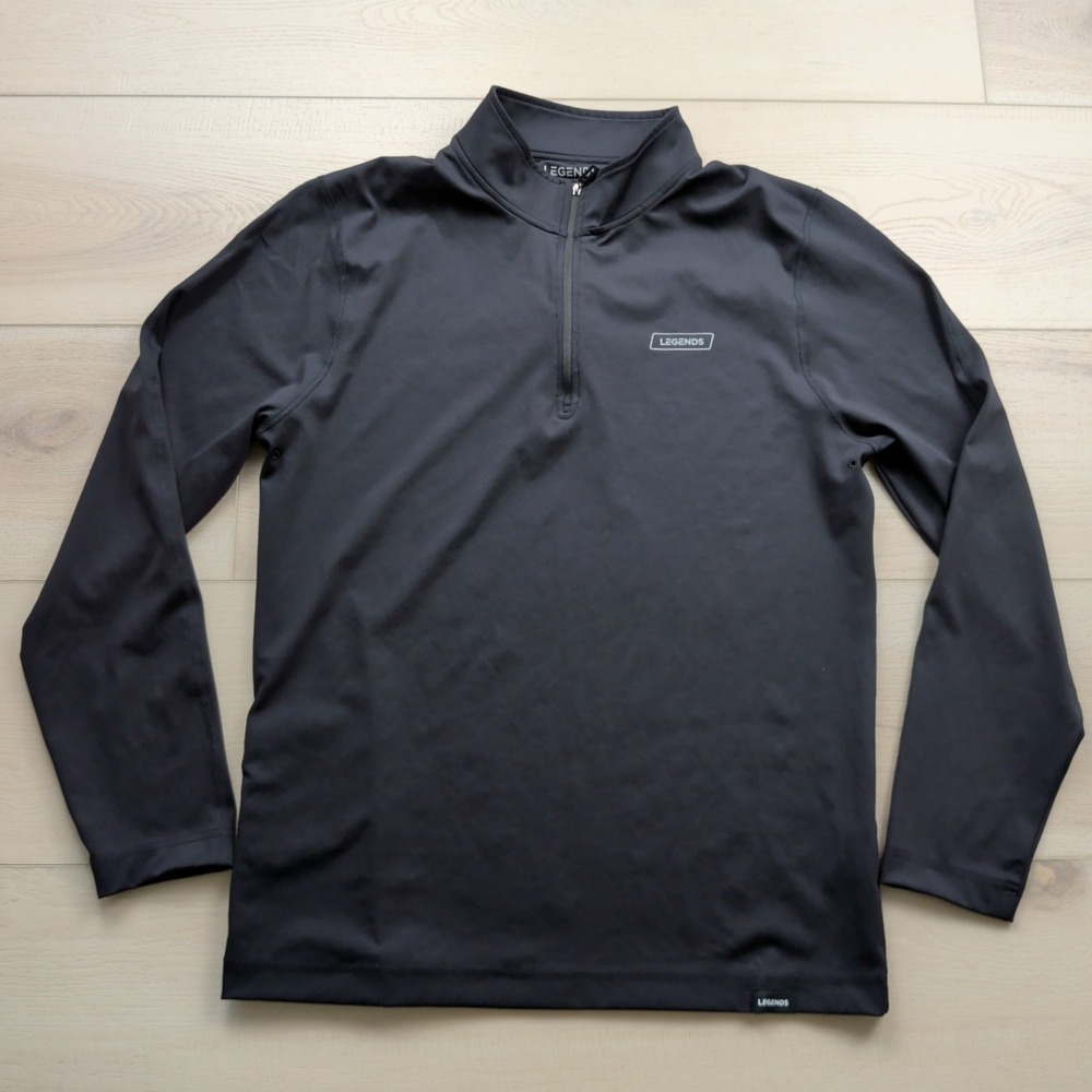 Legends Culver 1/4 Zip Mock Neck Pullover Mens L Black Performance SWM00T025